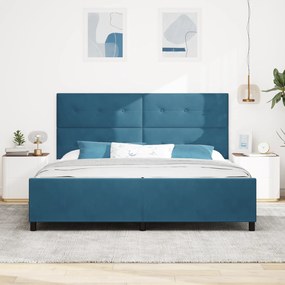 vidaXL Κρεβάτι Σκελετός Σκούρο Μπλε 200x200 εκ. Βελούδο