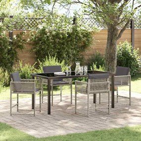 vidaXL Σέτ φαγητού για κήπο 5 pcs Ανοιχτό γκρι συνθετικό ρατάν