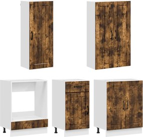 vidaXL Μονάδα κουζίνας LUCCA 5 pcs Καπνισμένο Ξύλο Δρυός
