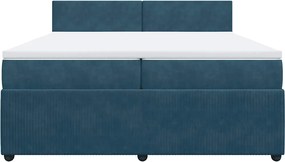 vidaXL Κρεβάτι Boxspring με Στρώμα Μπλε 200x200 εκ. Βελούδινο