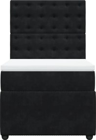 vidaXL Κρεβάτι Boxspring με Στρώμα Μαύρο 100x200 εκ. Βελούδινο