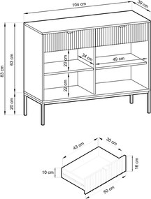Μπουφές Palermo II-Leuko - 104.00Χ39.00Χ83.00cm
