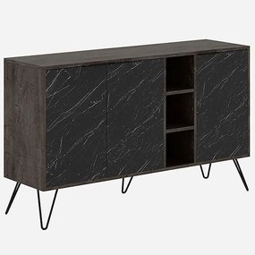 Μπουφές Clara 0213951 142x35,6x83cm Marble Effect Black-Brown Μελαμίνη,Μέταλλο