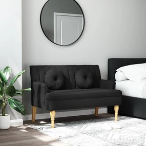 vidaXL Παγκάκι Μαύρο 113 x 64,5 x 75,5 εκ. Υφασμάτινο με Μαξιλάρια