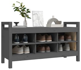 vidaXL Παγκάκι Χολ Γκρι 110x40x60 εκ. από Μασίφ Ξύλο Πεύκου