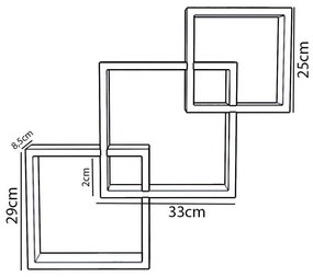 Ραφιέρα τοίχου Maas pakoworld χρώμα καρυδί 55x8,5x55εκ