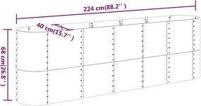 vidaXL Ζαρντινιέρα Καφέ 224x40x68 εκ. Γαλβανισμένος χάλυβας