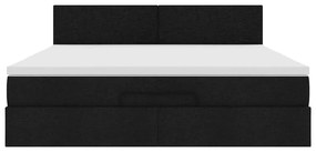 vidaXL Οθωμανικό κρεβάτι με στρώμα Μαύρο 160x200cm Ύφασμα