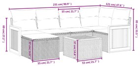 vidaXL Σετ Καναπέ Κήπου 7 τεμ. Μικτό Μπεζ Συνθετικό Ρατάν & Μαξιλάρια