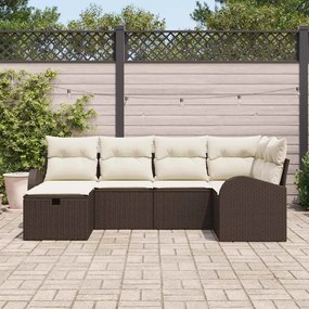 vidaXL Σετ Καναπέ Κήπου 6 pcs Καφέ και κρεμ 234 x 124 x 85 εκ