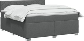 vidaXL Κρεβάτι Box Spring με Στρώμα και LED Σκούρο Γκρι 180 x 200 cm