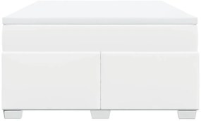 vidaXL Κρεβάτι Boxspring με Στρώμα Λευκό 140x200εκ.από Συνθετικό Δέρμα