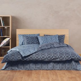 Παπλωματοθήκη Jentry 01 (Σετ 3τμχ) Blue Kentia Υπέρδιπλo 225x245cm 100% Βαμβάκι