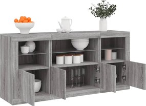 vidaXL Μπουφές με LED Γκρι Sonoma 142,5x37x67 εκ.