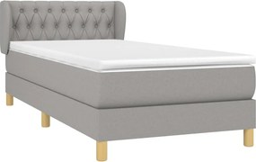 vidaXL Κρεβάτι Boxspring με Στρώμα Ανοιχτό Γκρι 100x200 εκ. Υφασμάτινο