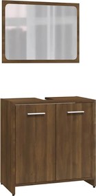 vidaXL Σετ Επίπλων Μπάνιου Καφέ Δρυς από Τεχν. Ξύλο