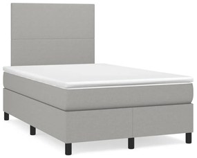 Κρεβάτι Boxspring με Στρώμα Ανοιχτό Γκρι 120x190 εκ. Υφασμάτινο