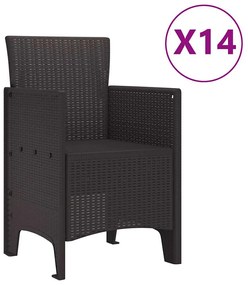 vidaXL Σέτ φαγητού για κήπο 15 pcs Καφέ Rattan Polt