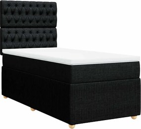vidaXL Κρεβάτι Boxspring με Στρώμα Μαύρο 100 x 200 εκ. Υφασμάτινο