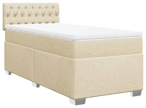 Κρεβάτι Boxspring με Στρώμα Κρεμ 80 x 200 εκ. Υφασμάτινο - Κρεμ