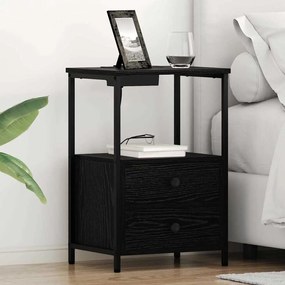 vidaXL Κομοδίνο με Σταθμό Φόρτισης 2 pcs Μαύρη δρυς Επεξεργασμένο ξύλο