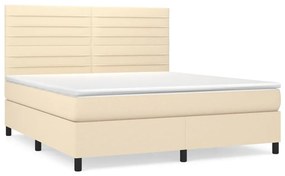 Κρεβάτι Boxspring με Στρώμα Κρεμ 180x200 εκ. Υφασμάτινο - Κρεμ