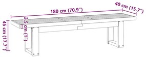 Πάγκος τραπεζαρίας NOAIN με πόδια σχήματος U 180x40x45 cm - Καφέ