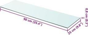 vidaXL Ράφι Πάνελ Διάφανο 90 x 25 εκ. Γυάλινο