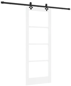 vidaXL Συρόμενη Πόρτα  με Σετ Υλικών Λευκή 78x202 εκ. Συμπαγές Ξύλο Πεύκου