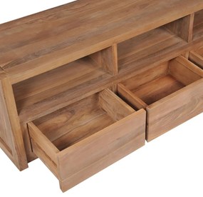 Έπιπλο Τηλεόρασης 120x30x40 εκ Μασίφ Ξύλο Teak/Φυσικό Φινίρισμα - Καφέ