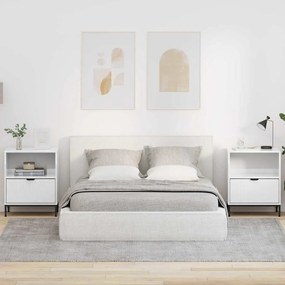 vidaXL Κομοδίνα με συρτάρι 2 pcs Γυαλιστερό λευκό 49 x 36 x 61 εκ