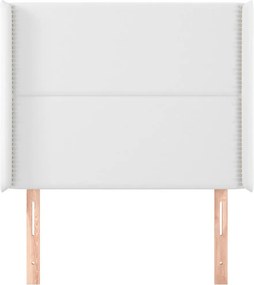 vidaXL Κεφαλάρι με Πτερύγια Λευκό 103x16x118/128 εκ.Συνθ. Δέρμα