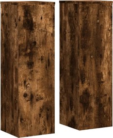 vidaXL Βάσεις Φυτών 2Τεμ. Καπνιστή Δρυς 25x25x80εκ. Επεξεργασμένο Ξύλο