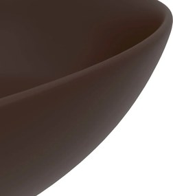 vidaXL Νιπτήρας Μπάνιου Στρογγυλός Σκούρο Καφέ Κεραμικός