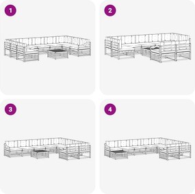 vidaXL Σειρά Καναπέ Εξωτερικού 10 pcs Άσπρο και Ανθρακί Πολυεστέρας