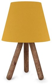 Megapap Φωτιστικό Επιτραπέζιο Lander E27 Ύφασμα Pvc - Ξύλο Κίτρινο - Καφέ