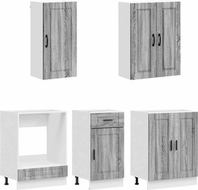 vidaXL Μονάδα κουζίνας PORTO 5 pcs Γκρι Sonoma Επεξεργασμένο Ξύλο