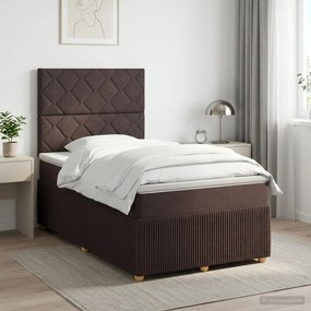 vidaXL Κρεβάτι box spring με στρώμα Σκούρο Καφέ 120 x 190 cm Ύφασμα