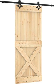 vidaXL Συρόμενη Πόρτα Φυσικό και Μαύρο 80 x 210 cm
