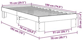 Πλαίσιο κρεβατιού χωρίς στρώμα 75x190 cm μασίφ ξύλο δρυς - Καφέ