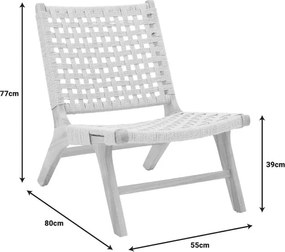Πολυθρόνα Polisin σχοινί-rubberwood σε φυσική απόχρωση 55x80x77εκ 55x80x77 εκ.