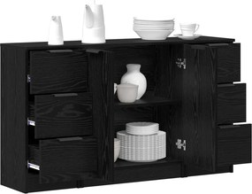 vidaXL Πλαϊνό γραφείο με συρτάρι 3 pcs Μαύρη Οξυά Επεξεργασμένο ξύλο