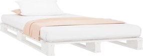 vidaXL Κρεβάτι Παλέτες Λευκό 75 x 190 εκ. Μασίφ Πεύκο Small Single