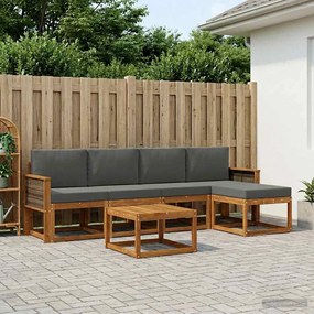 vidaXL Σειρά Καναπέ Εξωτερικού 6 pcs Φυσικό και Ανθρακί Πολυεστέρας