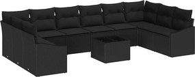 vidaXL Σετ Καναπέ με μαξιλάρι 11 pcs Μαύρο συνθετικό ρατάν