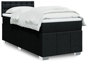 vidaXL Κρεβάτι Boxspring με Στρώμα Μαύρο 90x200 εκ. Υφασμάτινο