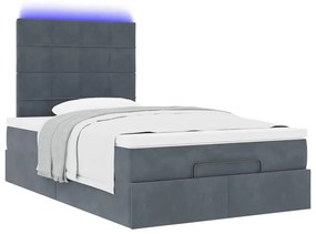 vidaXL Οθωμανικό κρεβάτι με στρώματα & LEDs Σκούρο γκρι Velvet