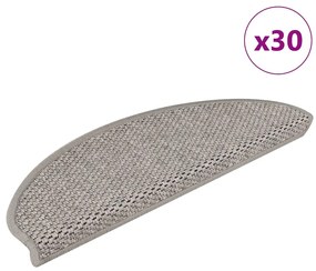 vidaXL Πατάκια Σκάλας Αυτοκόλλητα 30 τεμ. Όψη Σιζάλ Ασημί 65x21x4 εκ.