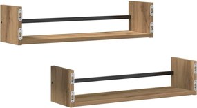 vidaXL Ράφι Τοίχου Επιτοίχιο 2 pcs Artisan Oak 60 x 16 x 14 cm