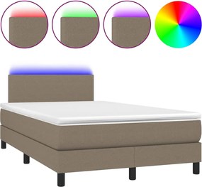vidaXL Κρεβάτι Boxspring με Στρώμα &amp; LED Taupe 120x190 εκ. Υφασμάτινο
